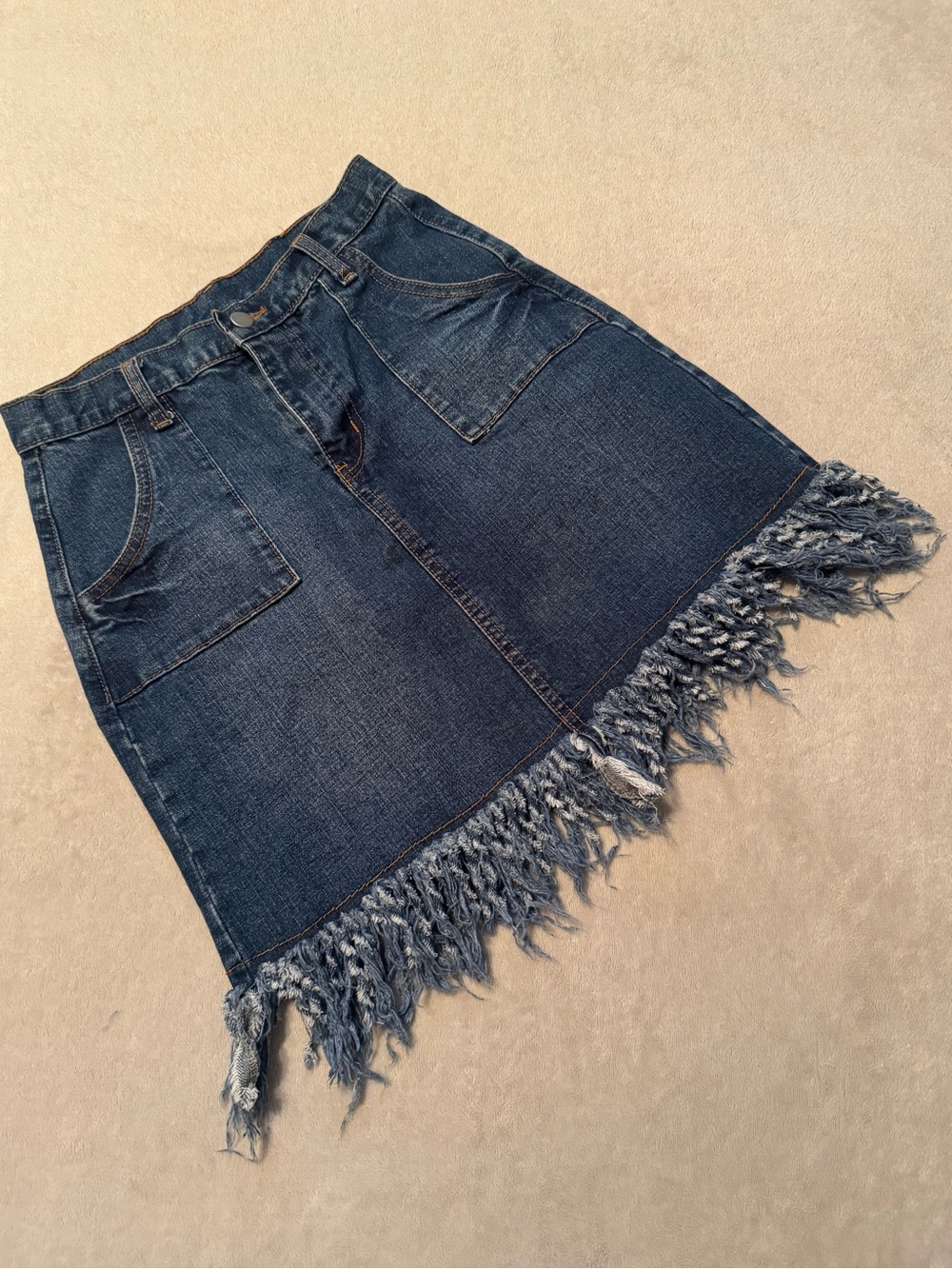 Hayden LA Frayed Hem Dark Blue Denim Skirt Small